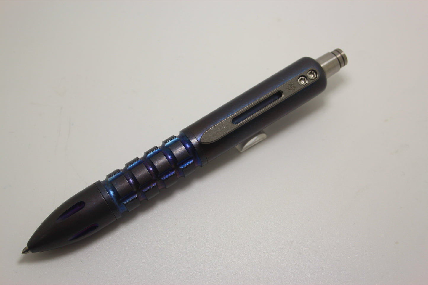 Tuff Writer MK1 Flamed Monkey Edge Pattern Titanium Ballpoint