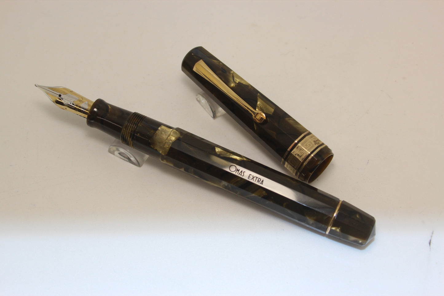 Omas Celluloid Staft Green Paragon Fountain Pen