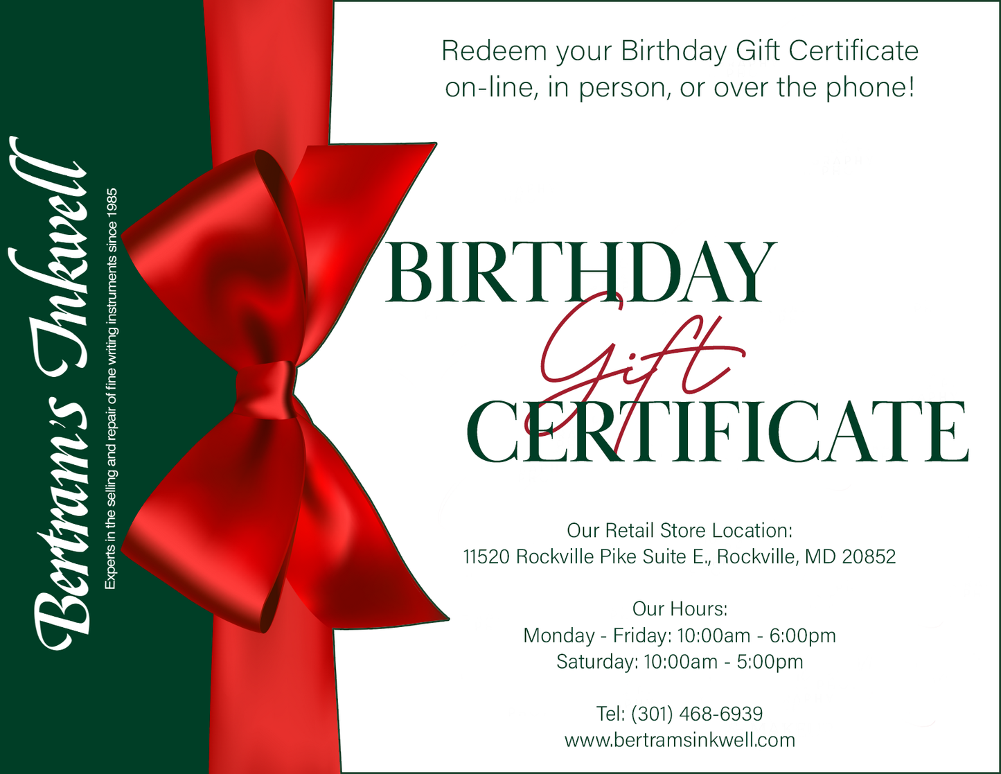 Bertram's Inkwell Gift Card - Birthday