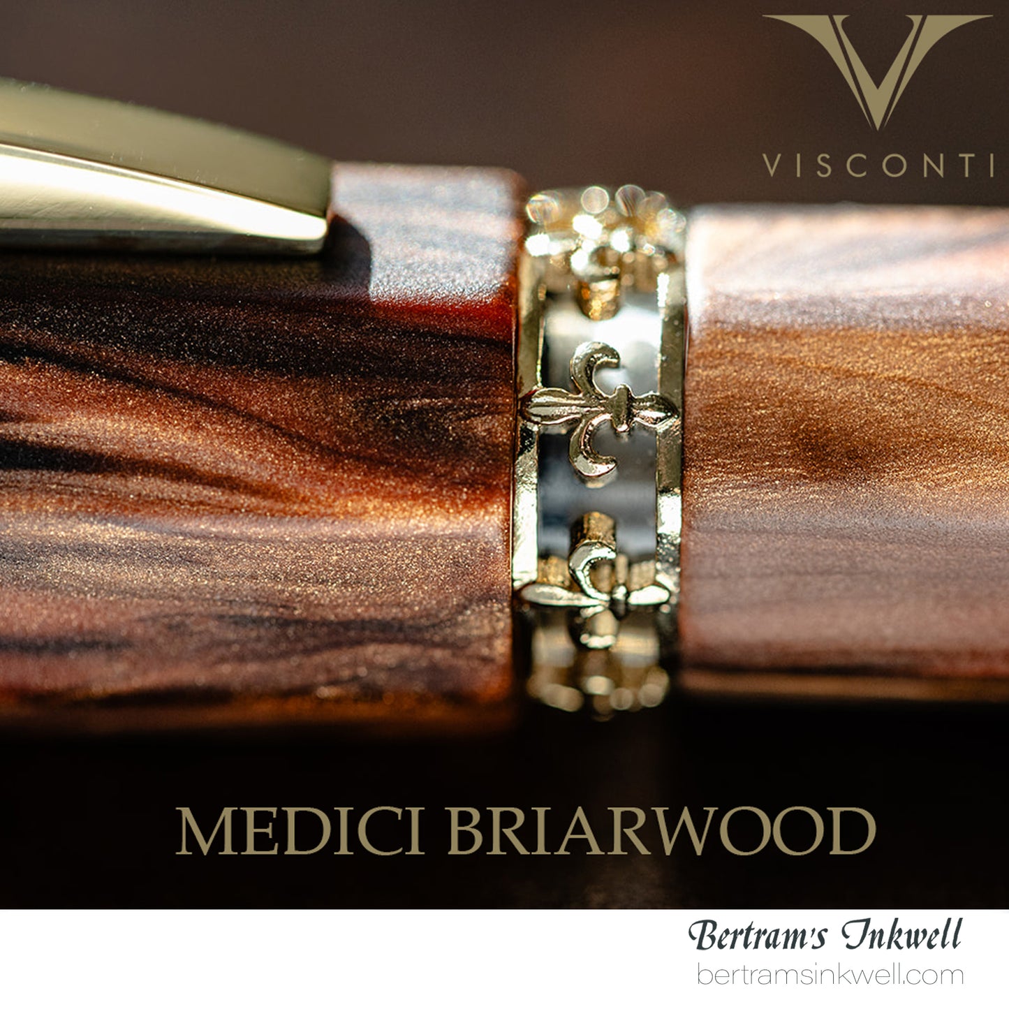 Visconti Medici Briarwood Ruthenium Trim Oversize Fountain Pen