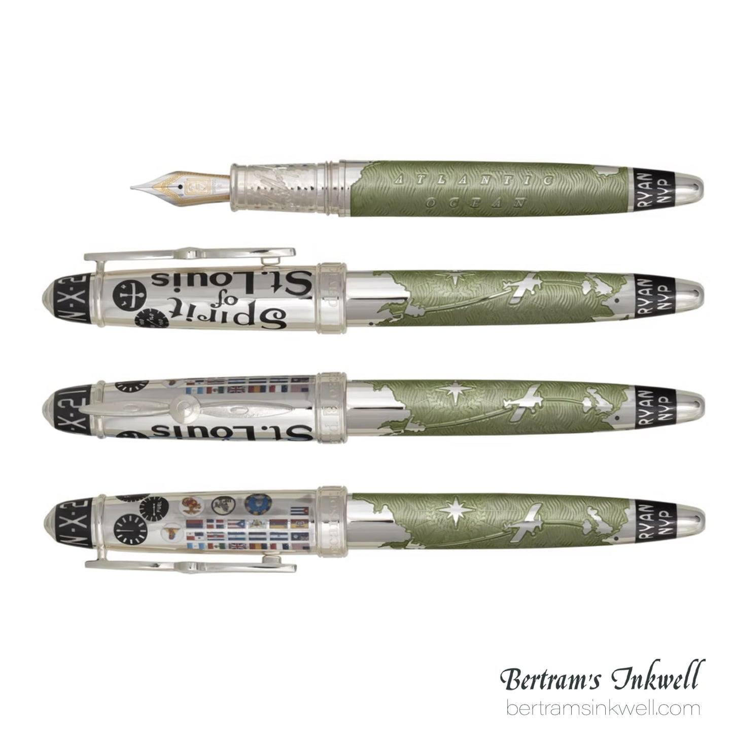 David Oscarson Spirit of St. Louis Fountain Pen - Charles Lindbergh Sea Green