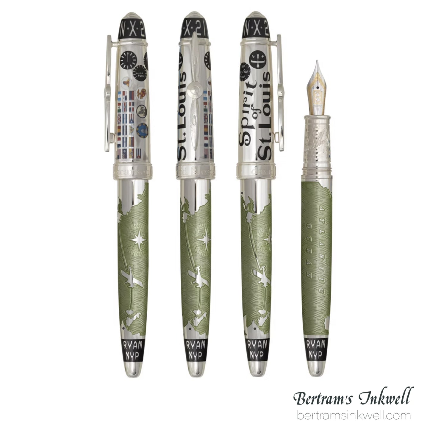 David Oscarson Spirit of St. Louis Fountain Pen - Charles Lindbergh Sea Green