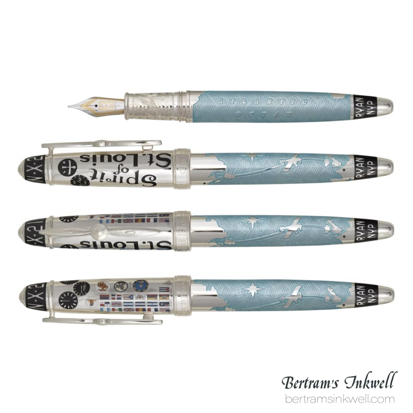 David Oscarson Spirit of St. Louis Fountain Pen - Charles Lindbergh Sky Blue