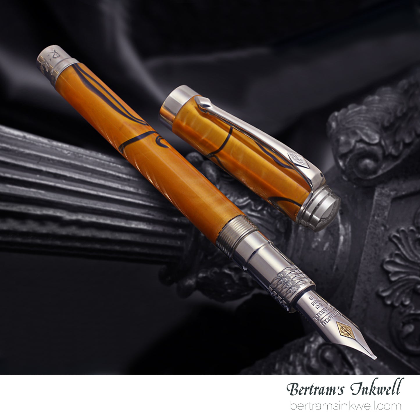 Conway Stewart Babbage Cousins Serling Silver and Veneer Caramel Swirl Limited Edition Fountain/Rollerball Pen, 2010