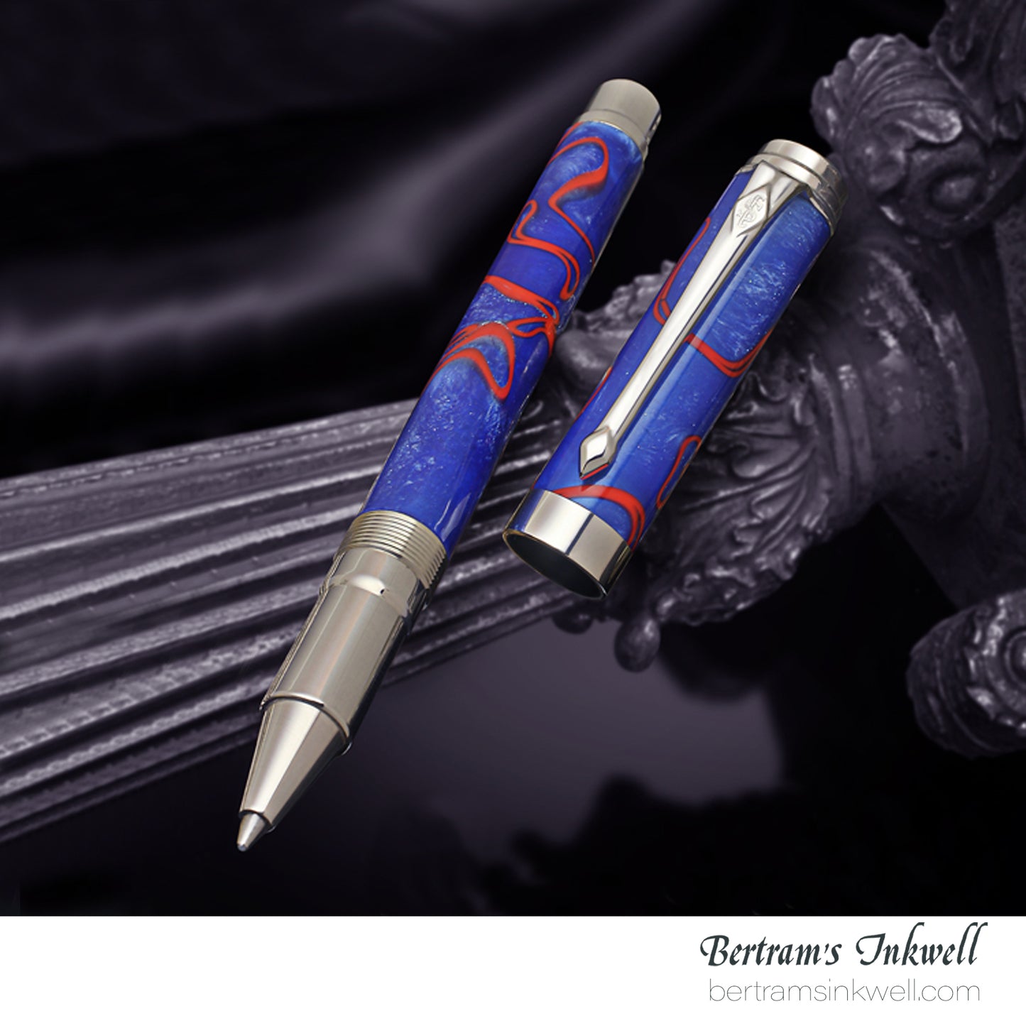 Conway Stewart Babbage Cousins Serling Silver and Veneer Crimson Swirl Limited Edition Fountain Pen, 2010