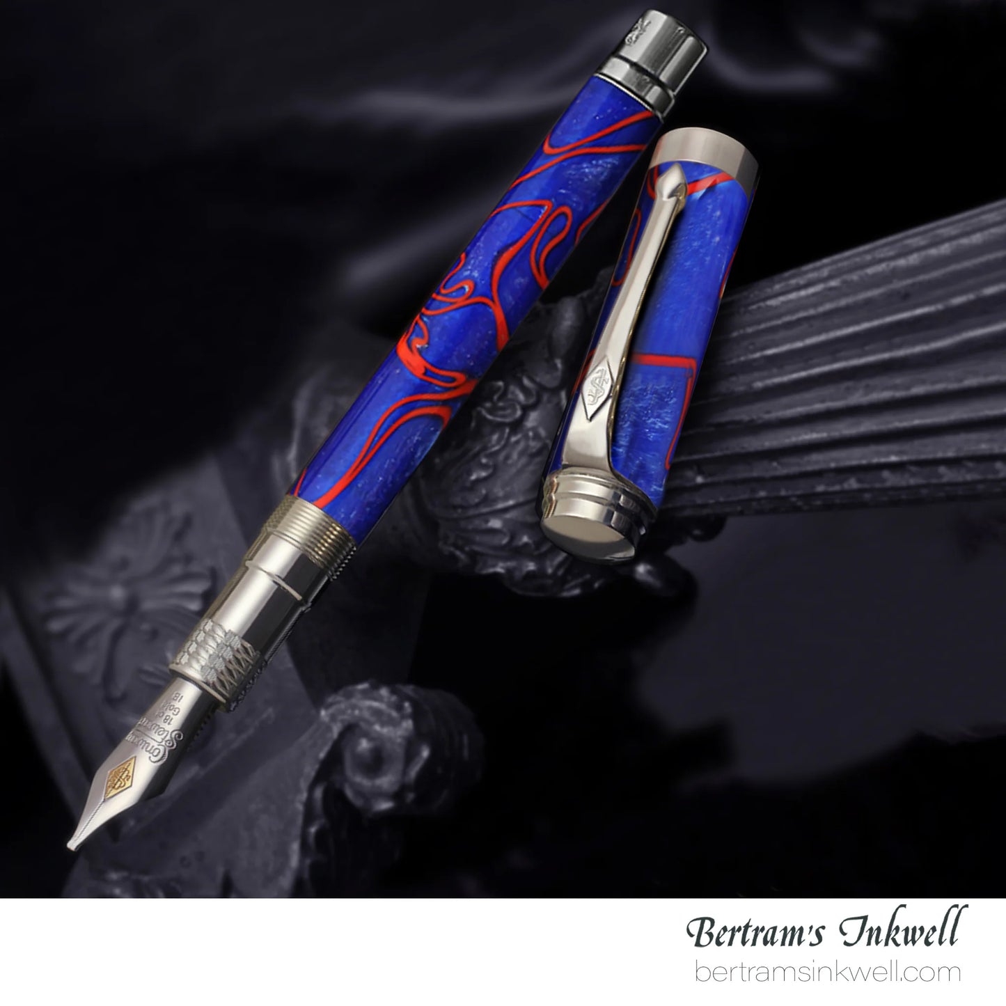Conway Stewart Babbage Cousins Serling Silver and Veneer Crimson Swirl Limited Edition Rollerball, 2010