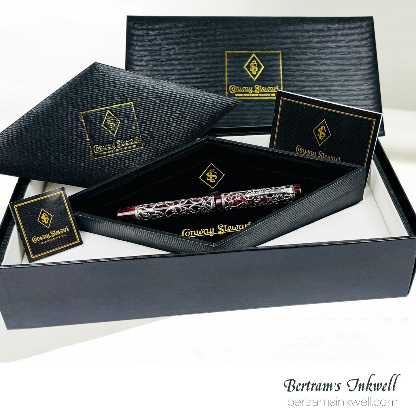 Conway Stewart Sterling Silver Henry Simpole Chatsworth Burgundy Blush Limited Edition Fountain Pen, 2007