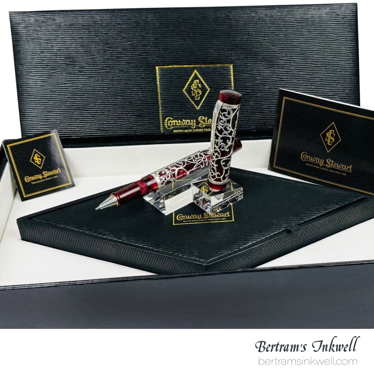 Conway Stewart Sterling Silver Henry Simpole Chatsworth Burgundy Blush Limited Edition Rollerball, 2007