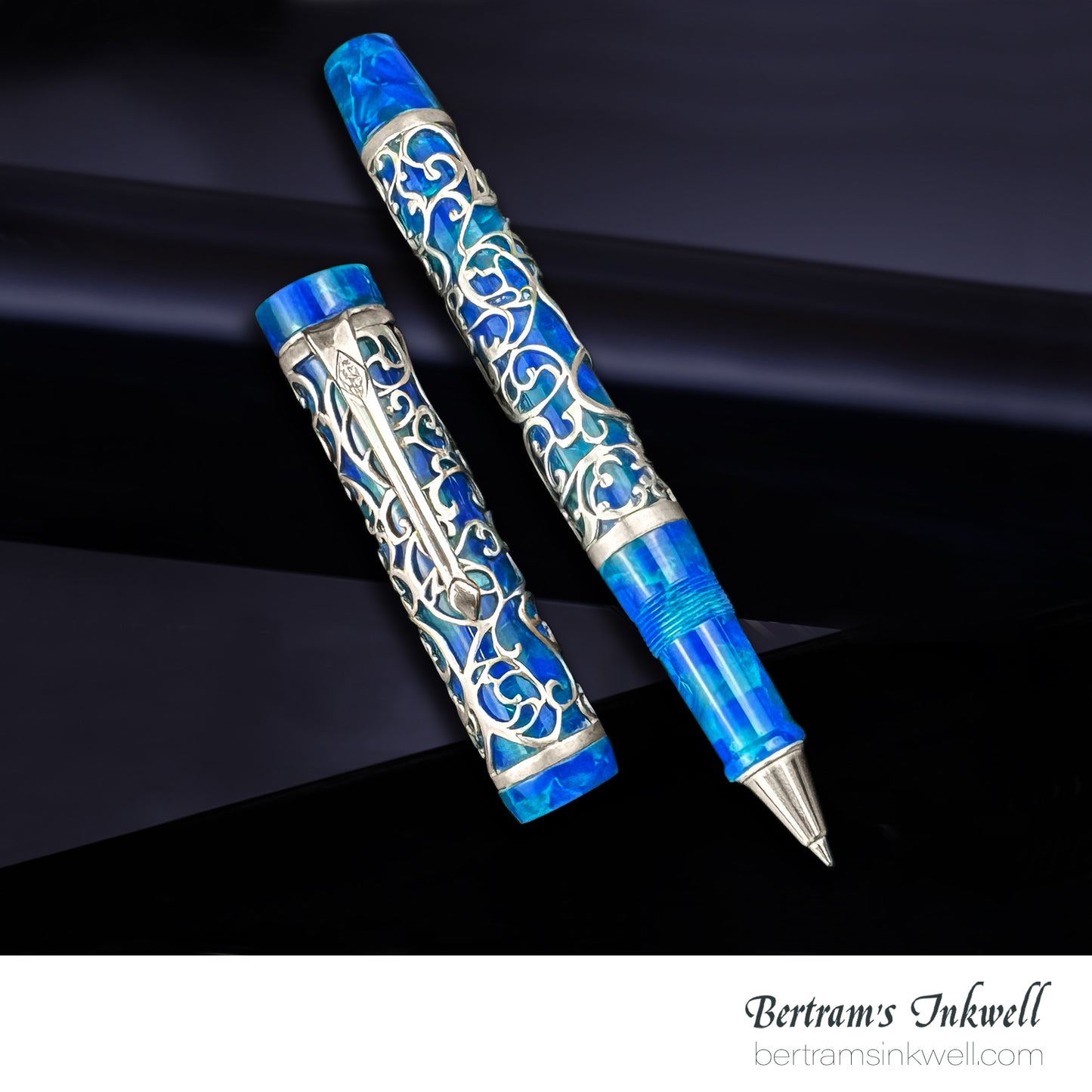 Conway Stewart Sterling Silver Henry Simpole Chatsworth Cerulean Blue Limited Edition Rollerball, 2007