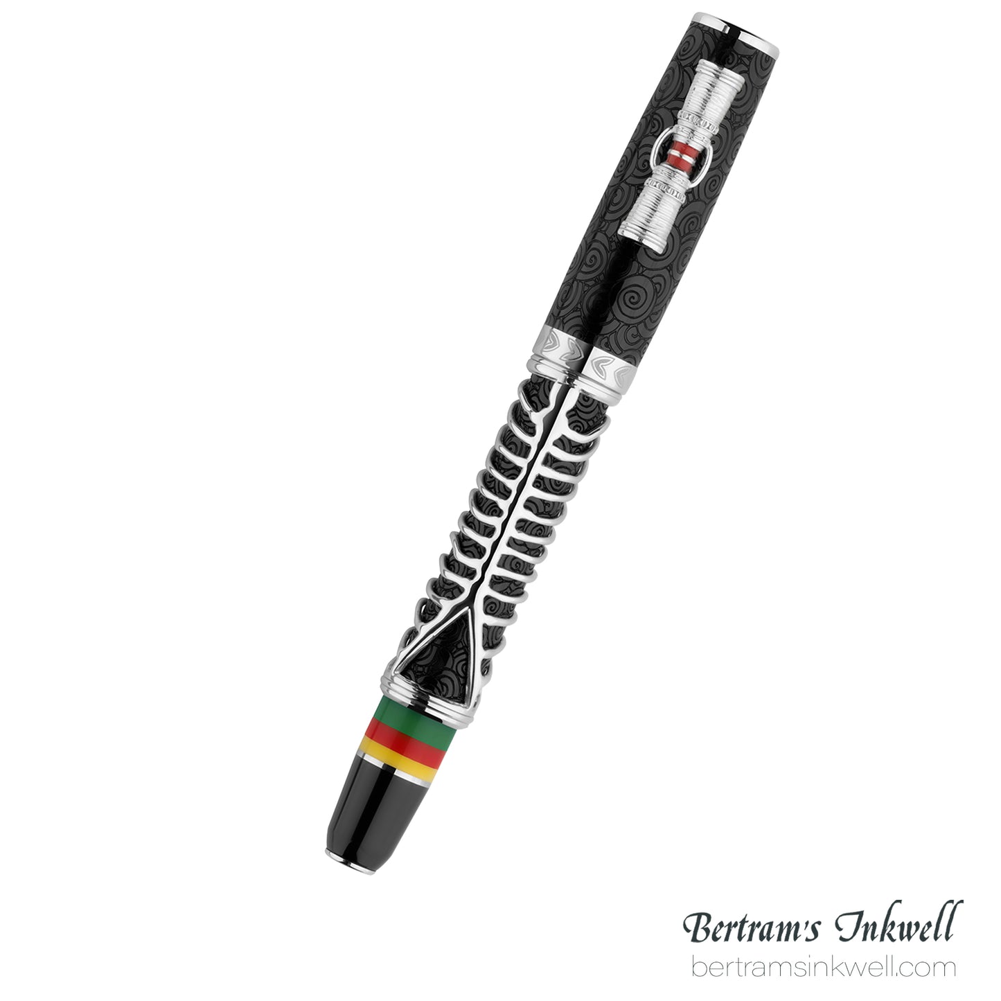 Delta Indigenous People Simbu Dancing Skeletons - Black Resin - Sterling Silver Cage (Limited Edition) Fountain Pen