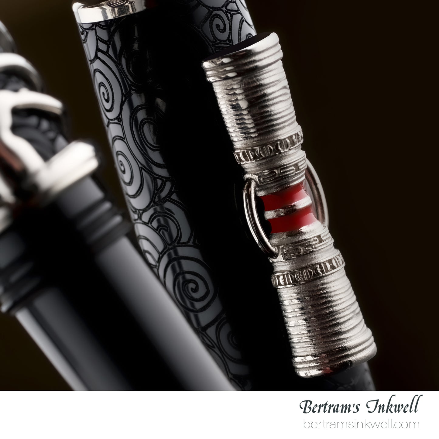 Delta Indigenous People Simbu Dancing Skeletons - Black Resin - Sterling Silver Cage (Limited Edition) Fountain Pen