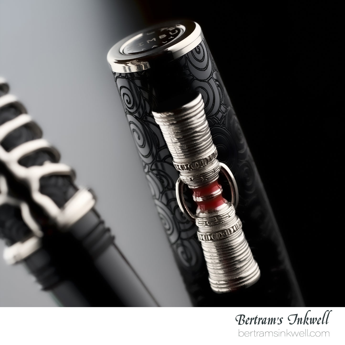 Delta Indigenous People Simbu Dancing Skeletons - Black Resin - Sterling Silver Cage (Limited Edition) Fountain Pen