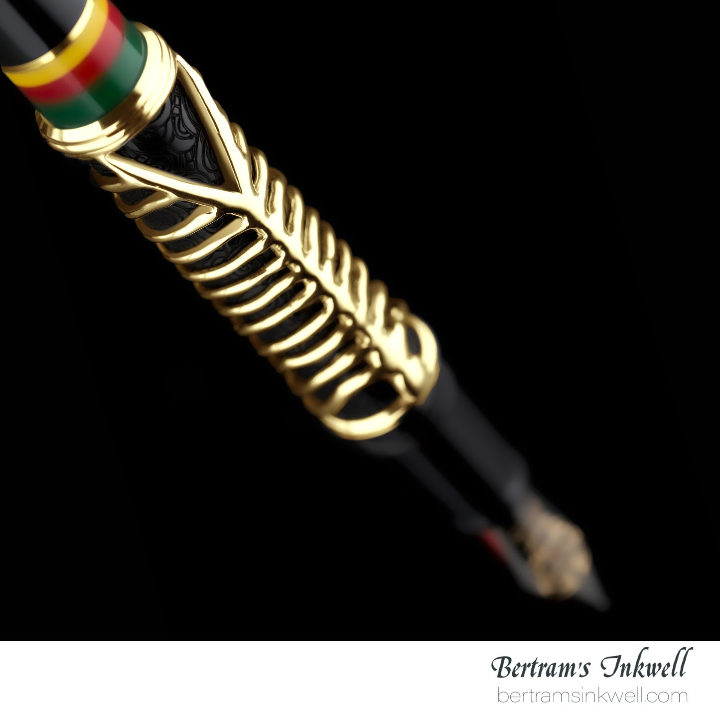 Delta Indigenous People Simbu Dancing Skeletons - Black Resin - Gold-Plated Sterling Silver Cage (Limited Edition) Fountain Pen
