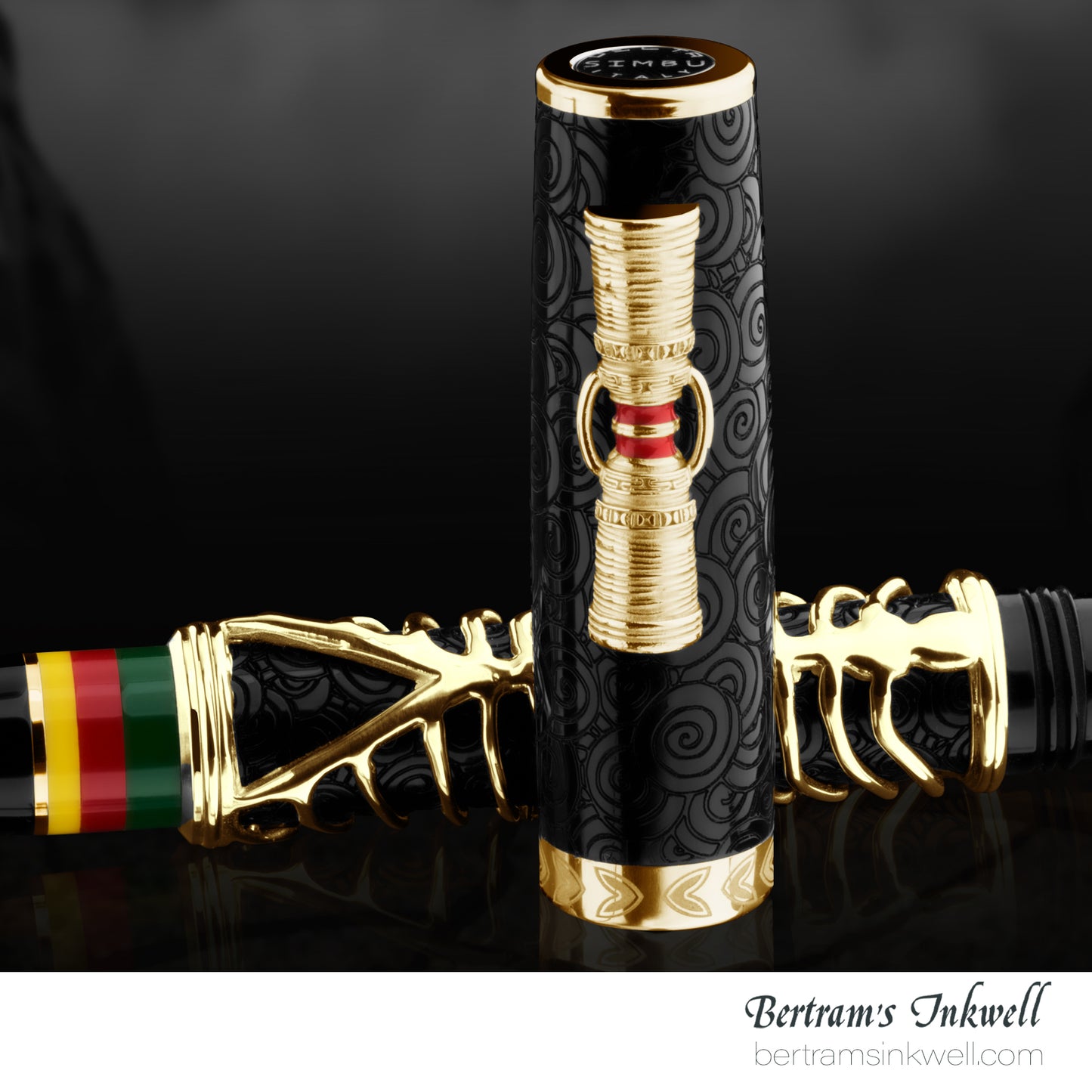 Delta Indigenous People Simbu Dancing Skeletons - Black Resin - Gold-Plated Sterling Silver Cage (Limited Edition) Rollerball