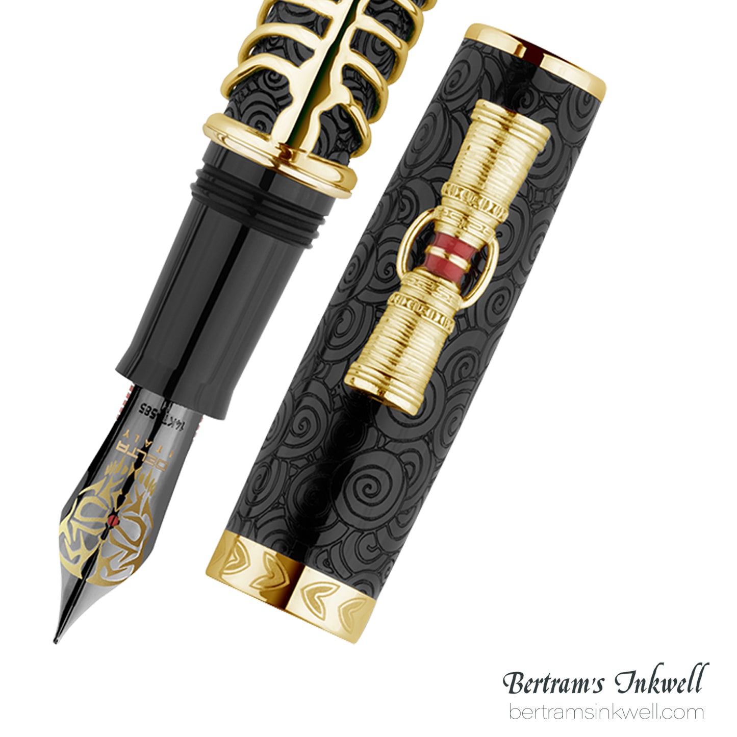 Delta Indigenous People Simbu Dancing Skeletons - Black Resin - Gold-Plated Sterling Silver Cage (Limited Edition) Fountain Pen