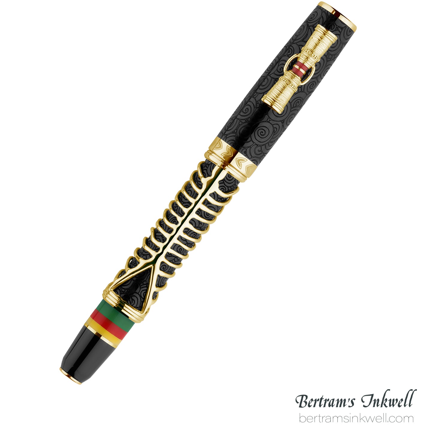 Delta Indigenous People Simbu Dancing Skeletons - Black Resin - Gold-Plated Sterling Silver Cage (Limited Edition) Rollerball