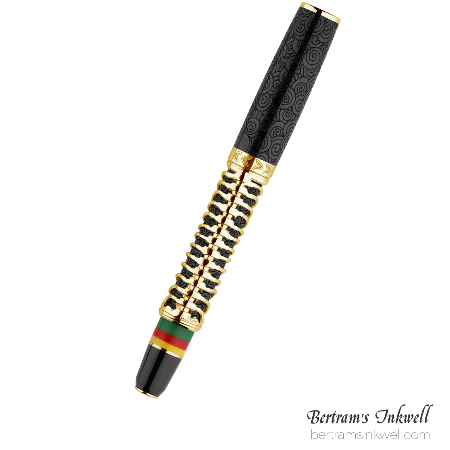 Delta Indigenous People Simbu Dancing Skeletons - Black Resin - Gold-Plated Sterling Silver Cage (Limited Edition) Rollerball