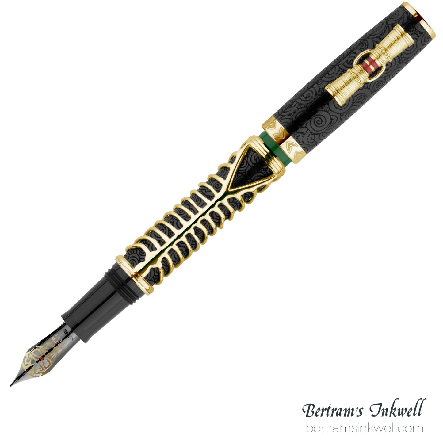 Delta Indigenous People Simbu Dancing Skeletons - Black Resin - Gold-Plated Sterling Silver Cage (Limited Edition) Fountain Pen