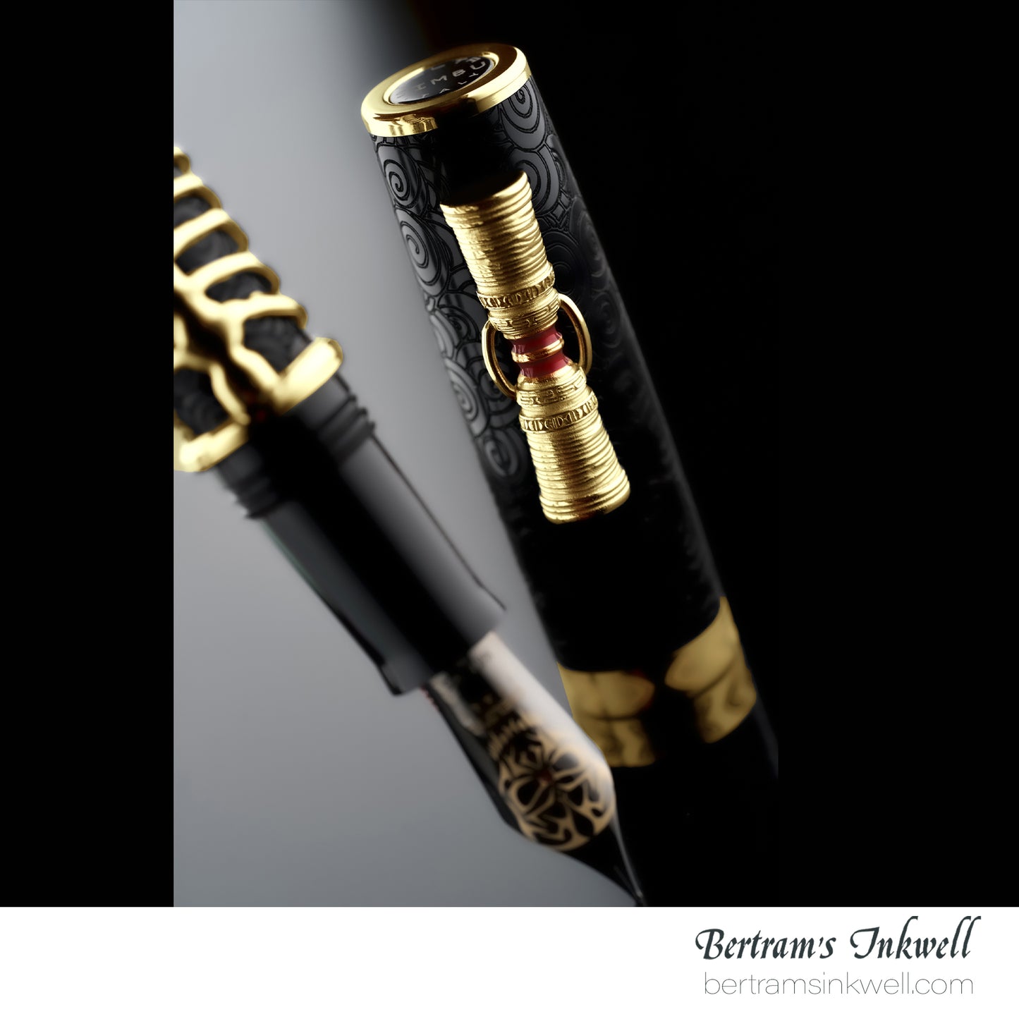 Delta Indigenous People Simbu Dancing Skeletons - Black Resin - Gold-Plated Sterling Silver Cage (Limited Edition) Fountain Pen