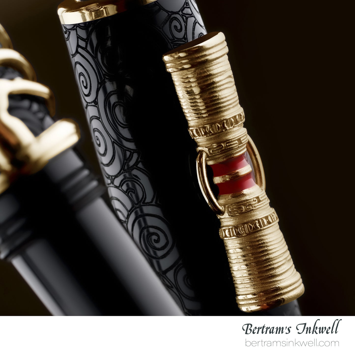Delta Indigenous People Simbu Dancing Skeletons - Black Resin - Gold-Plated Sterling Silver Cage (Limited Edition) Rollerball