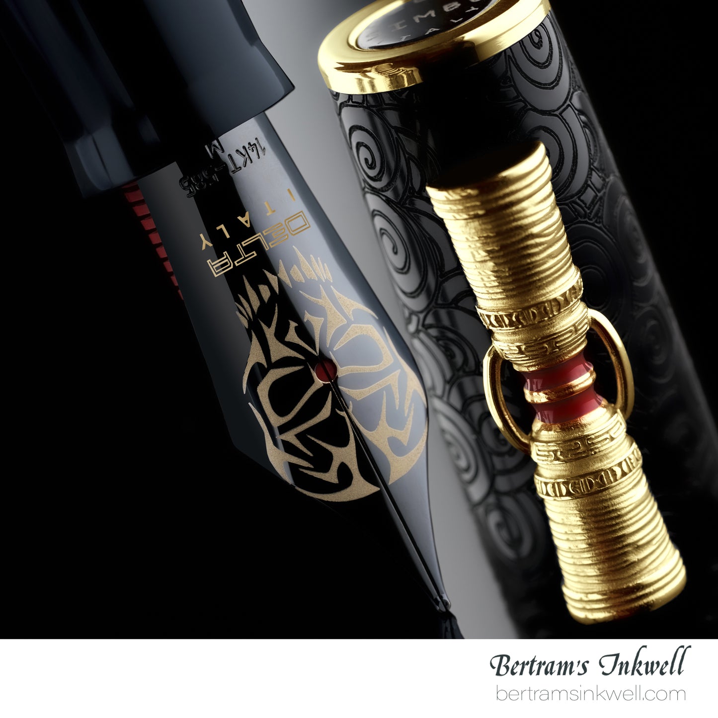 Delta Indigenous People Simbu Dancing Skeletons - Black Resin - Gold-Plated Sterling Silver Cage (Limited Edition) Fountain Pen