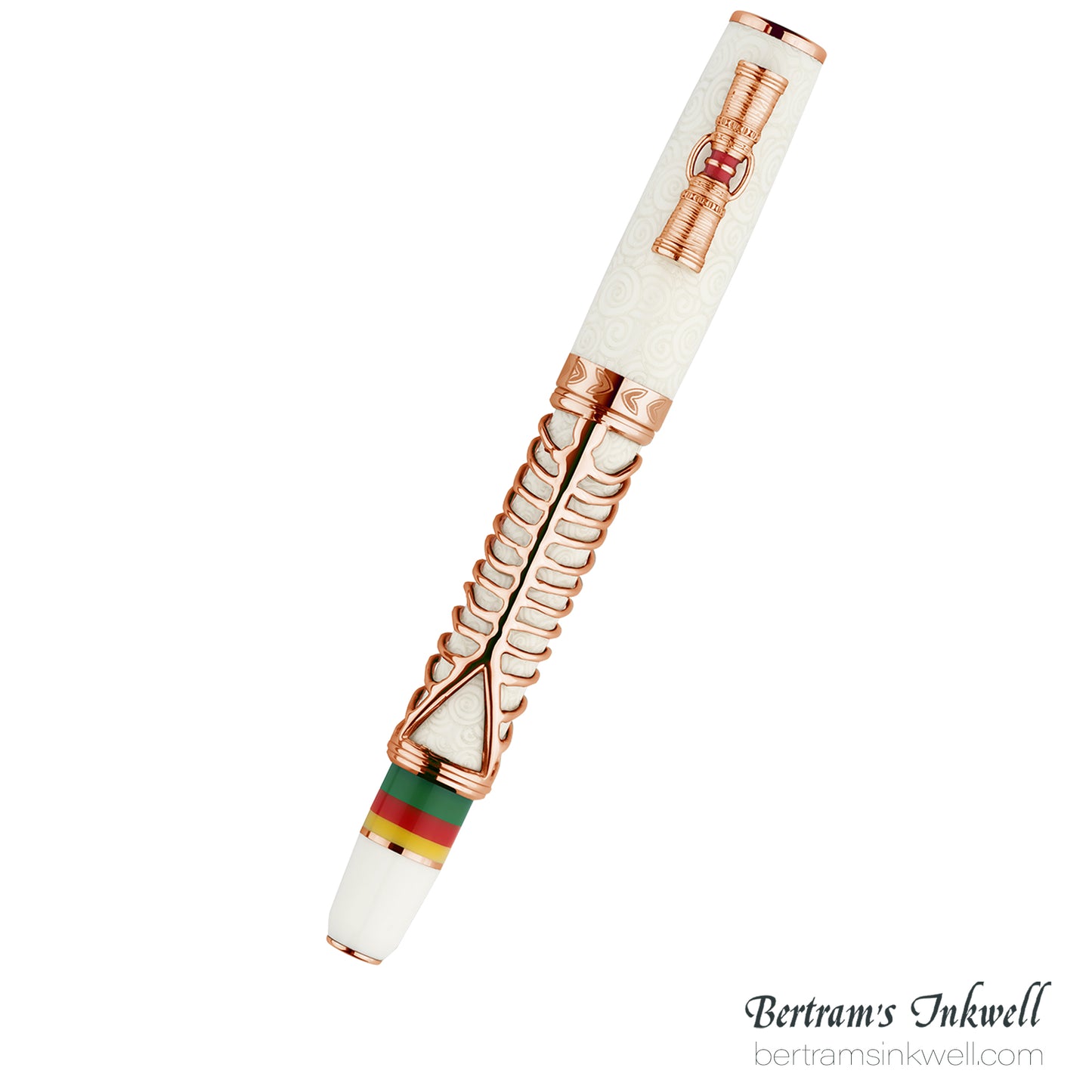 Delta Indigenous People Simbu Dancing Skeletons - White Resin - Rose Gold Cage (Limited Edition) Fountain Pen