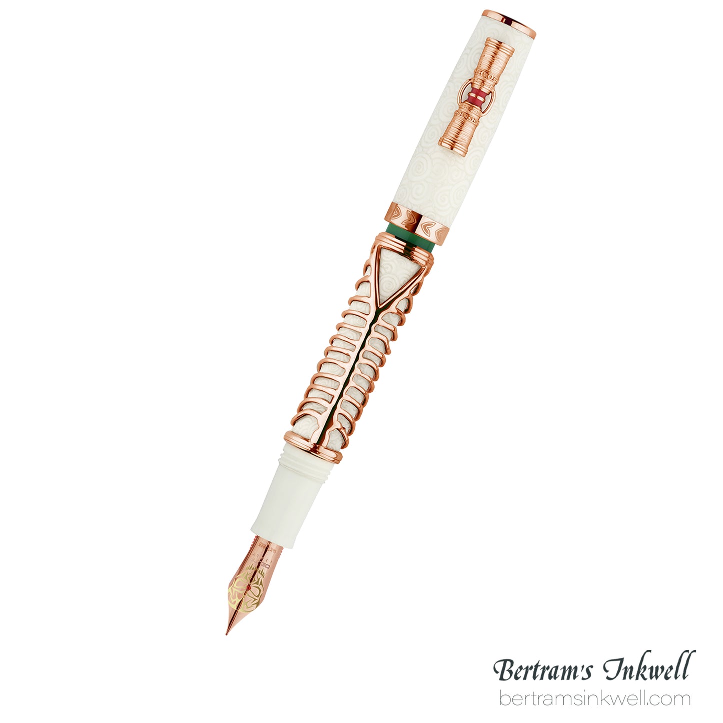 Delta Indigenous People Simbu Dancing Skeletons - White Resin - Rose Gold Cage (Limited Edition) Fountain Pen