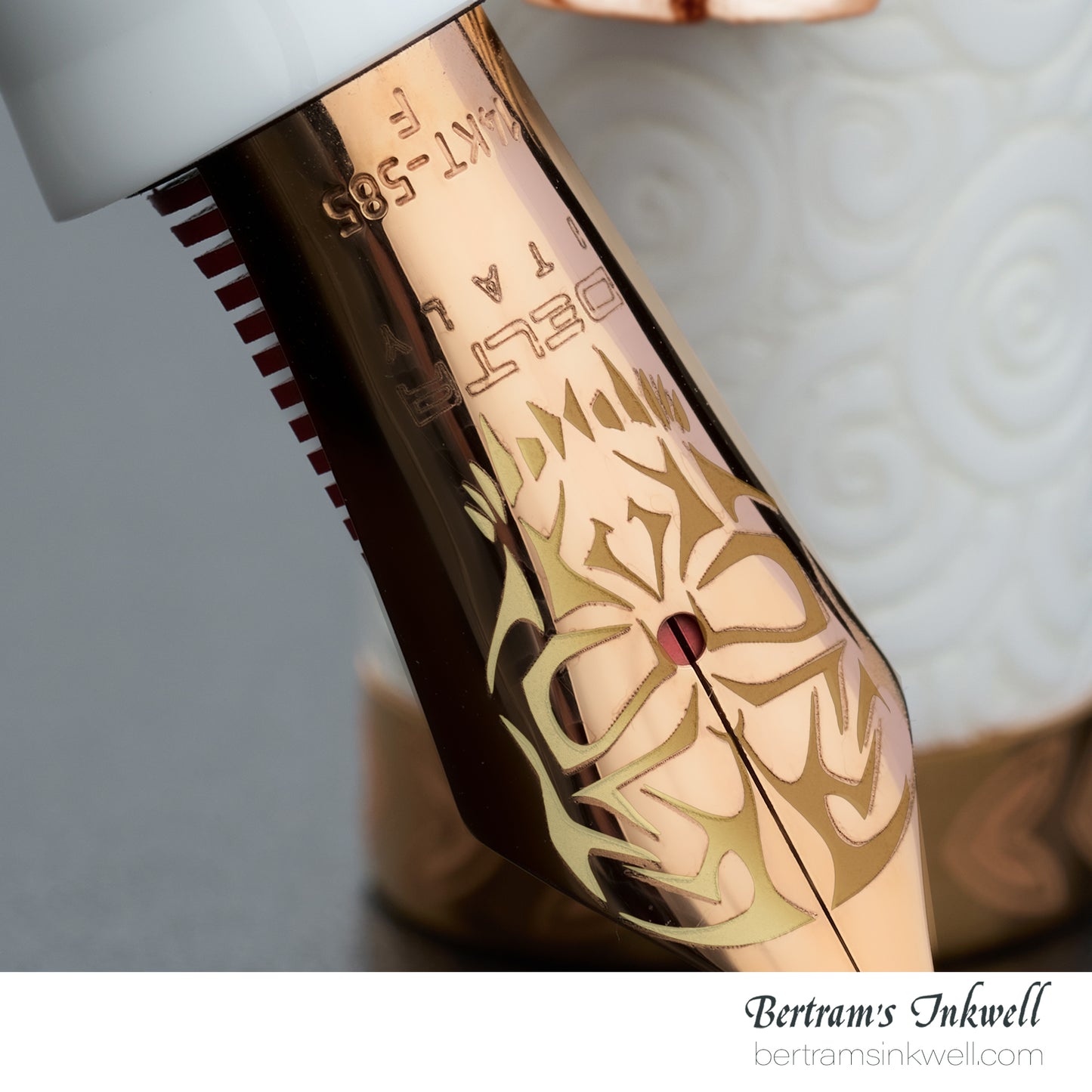 Delta Indigenous People Simbu Dancing Skeletons - White Resin - Rose Gold Cage (Limited Edition) Fountain Pen