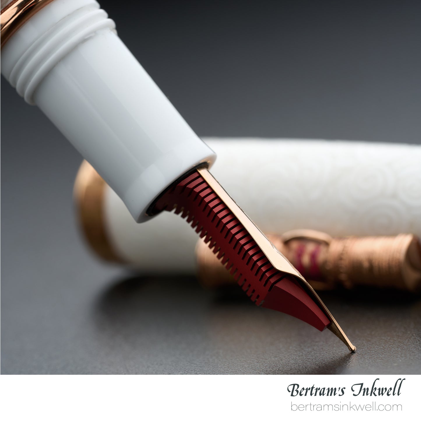 Delta Indigenous People Simbu Dancing Skeletons - White Resin - Rose Gold Cage (Limited Edition) Fountain Pen