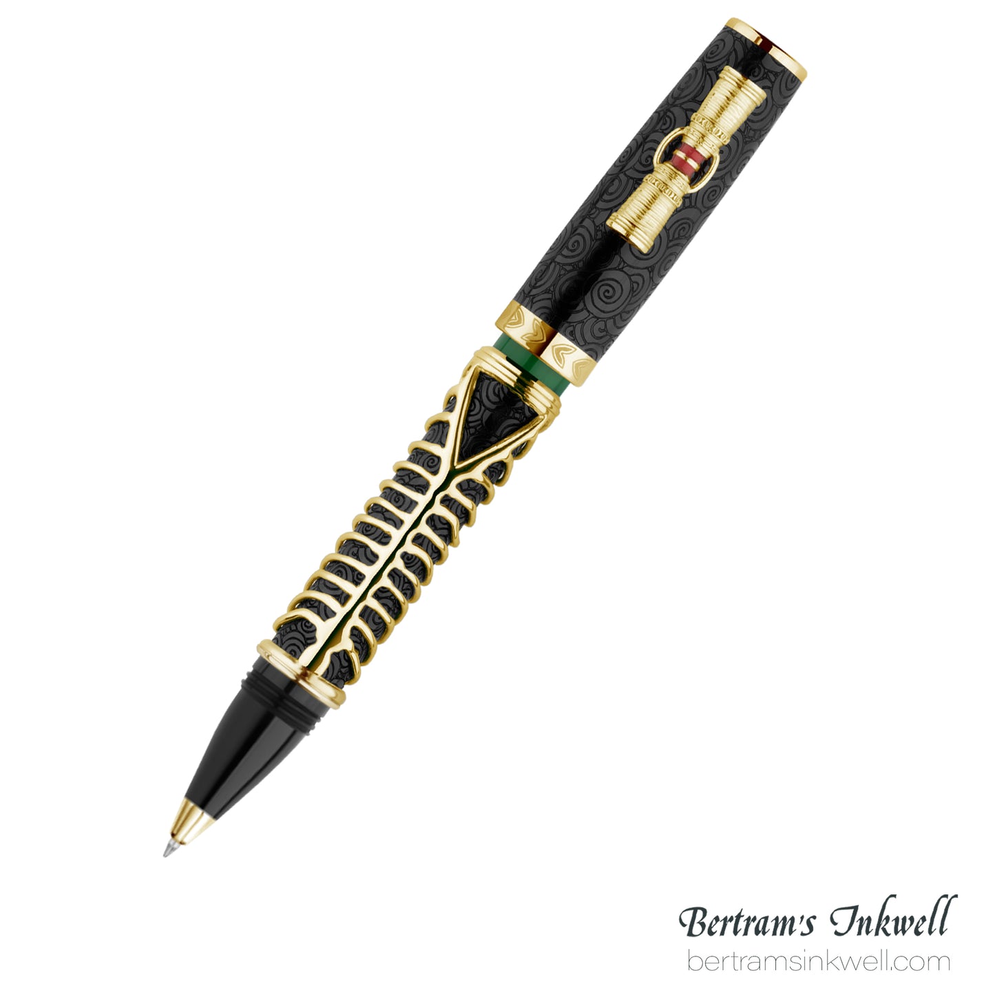 Delta Indigenous People Simbu Dancing Skeletons - Black Resin - Gold-Plated Sterling Silver Cage (Limited Edition) Rollerball