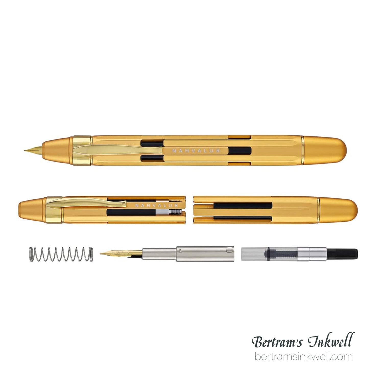 Nahvalur Eclipse Retractable Fountain Pen in Pure Gold