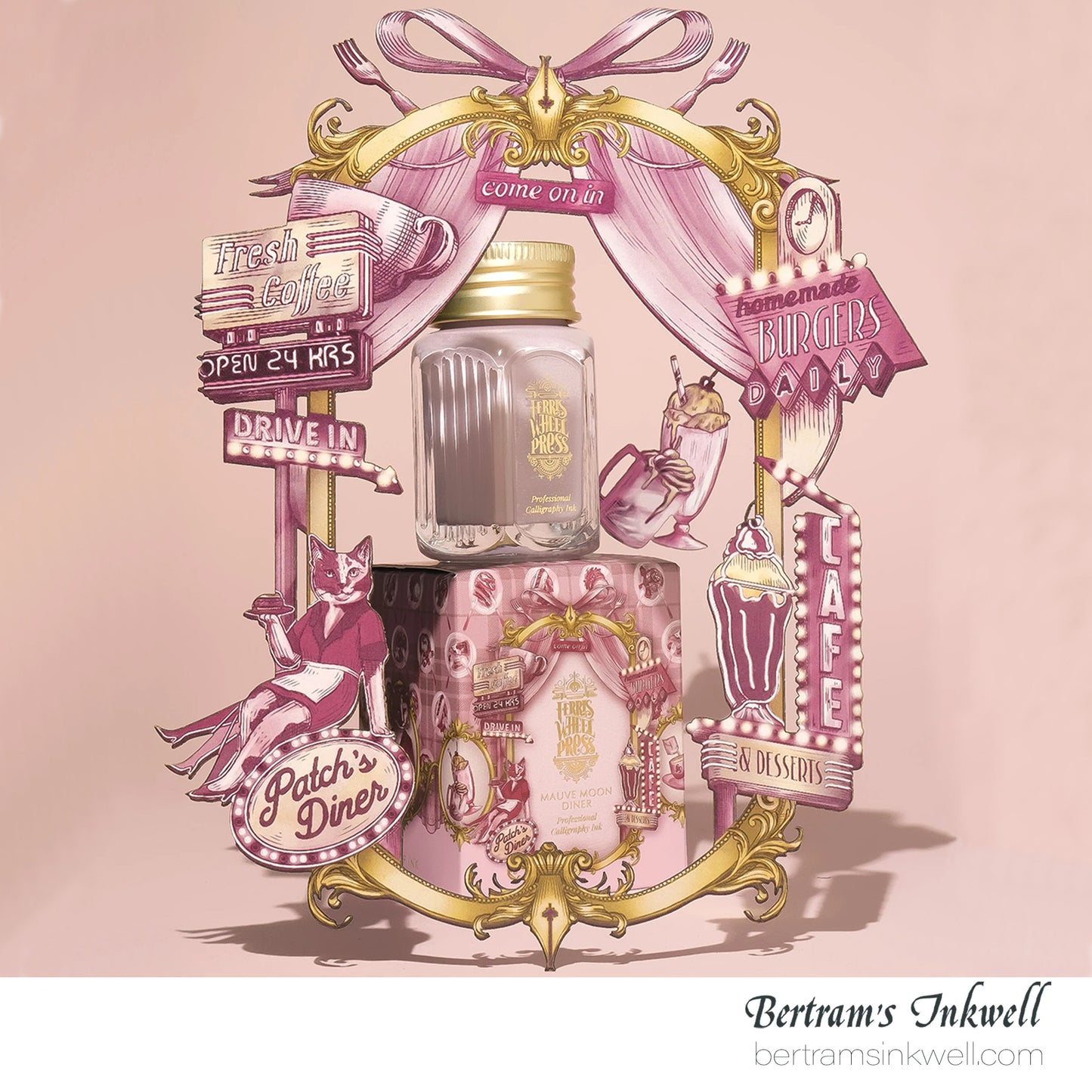 Ferris Wheel Press Calligraphy - Mauve Moon Diner - 28ml Ink Bottle