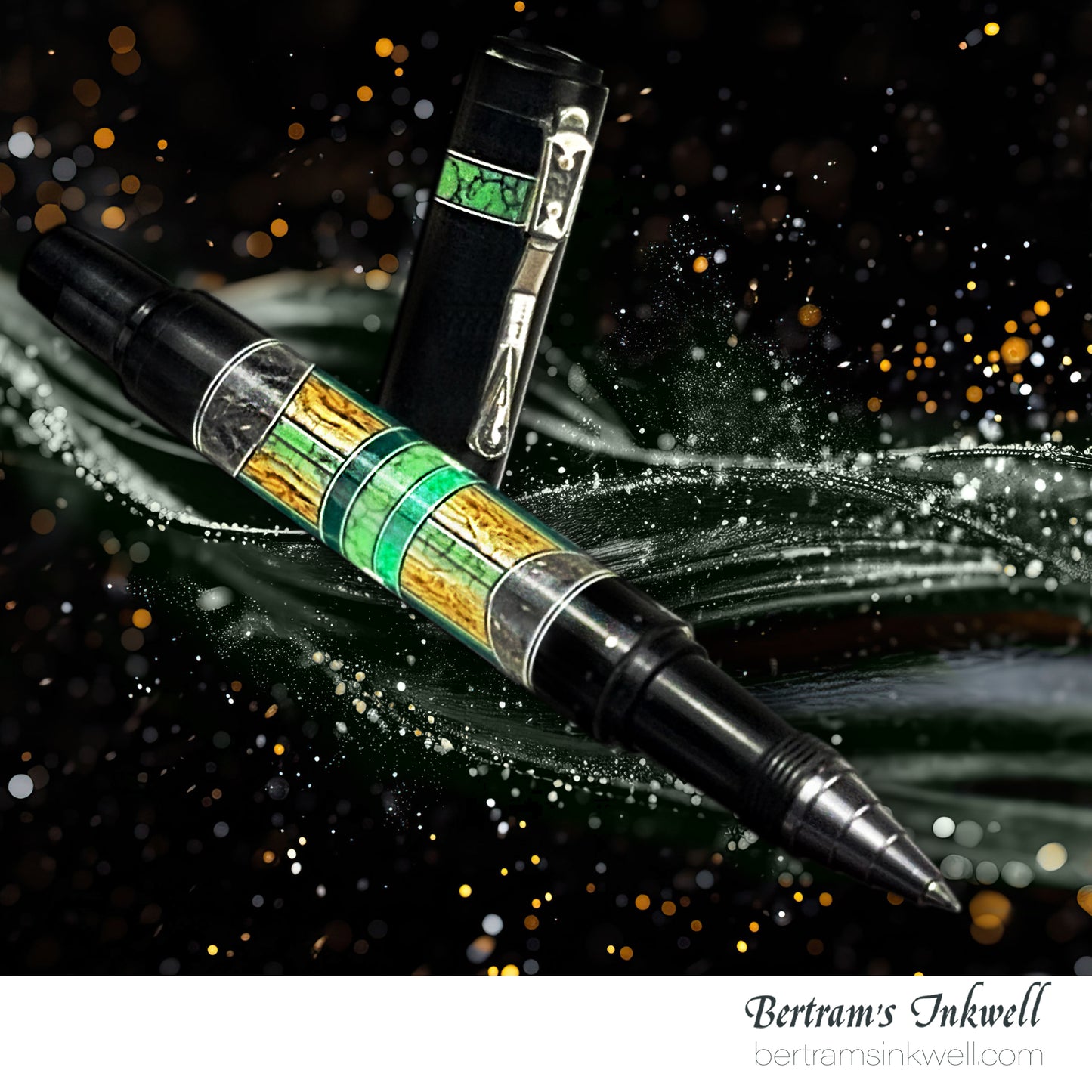 Gisi Pen Company Green Agate and Black Limited Edition Rollerball Pen, 2004