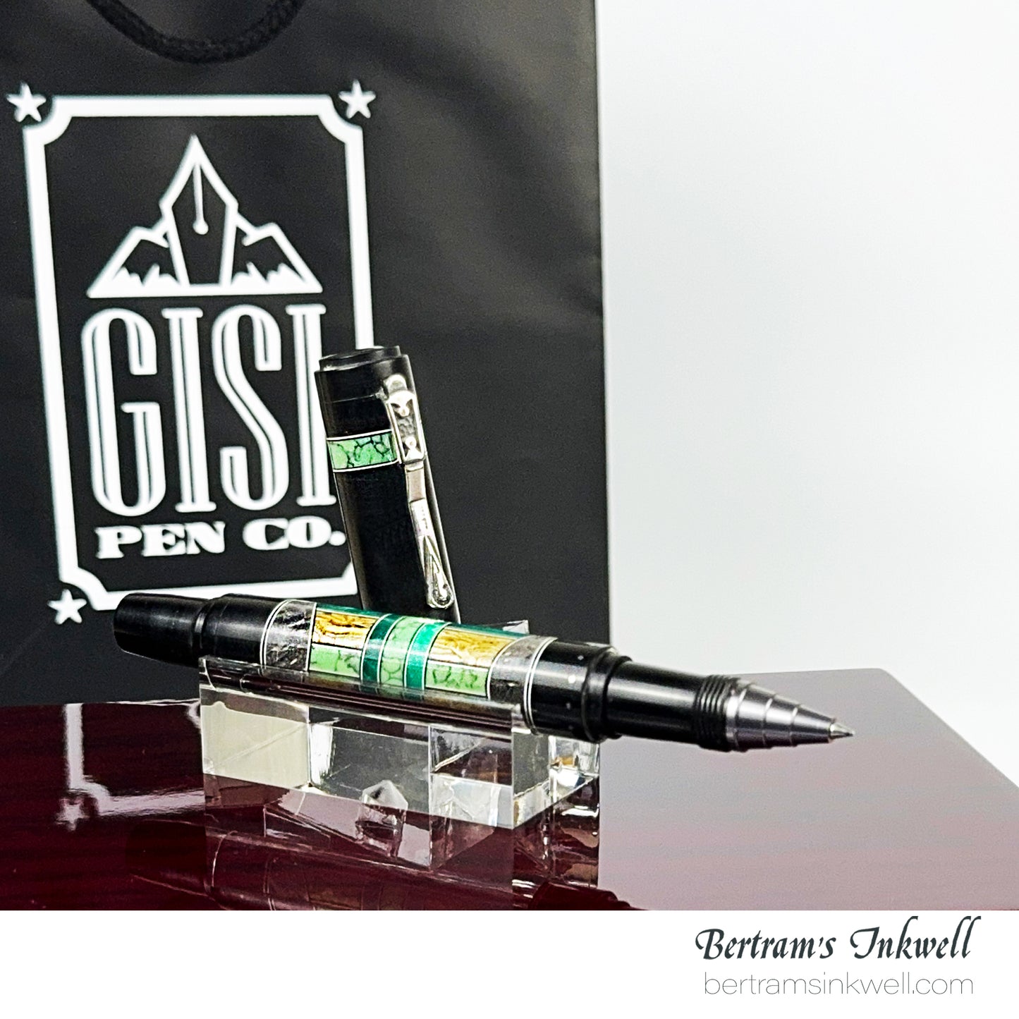 Gisi Pen Company Green Agate and Black Limited Edition Rollerball Pen, 2004