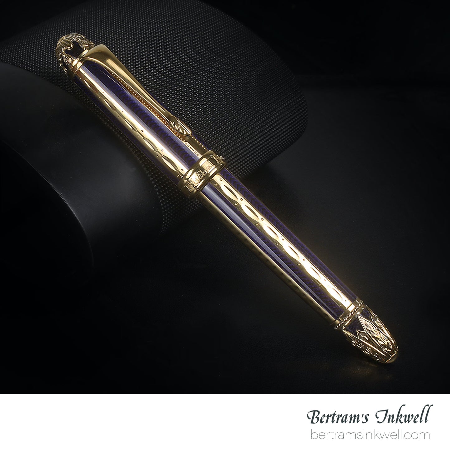 Michel Perchin Ribbed Blue and Gold Limited Edition Fountain Pen, 1995