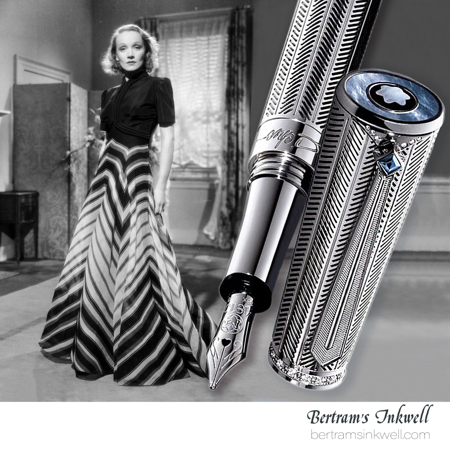 Montblanc Marlene Dietrich 1901 Silver and Diamonds Limited Edition Fountain Pen 101402, 2007