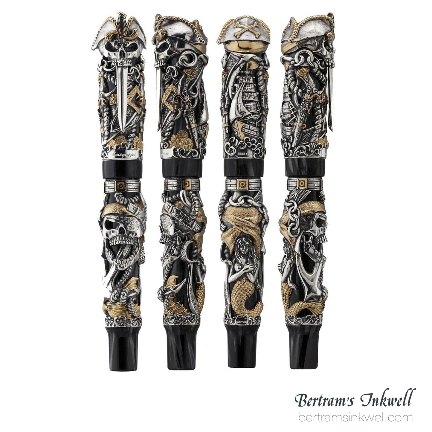 Montegrappa Cult Collection Pirates Limited Edition Sterling Silver Fountain Pen ISCUP3SC, 2016