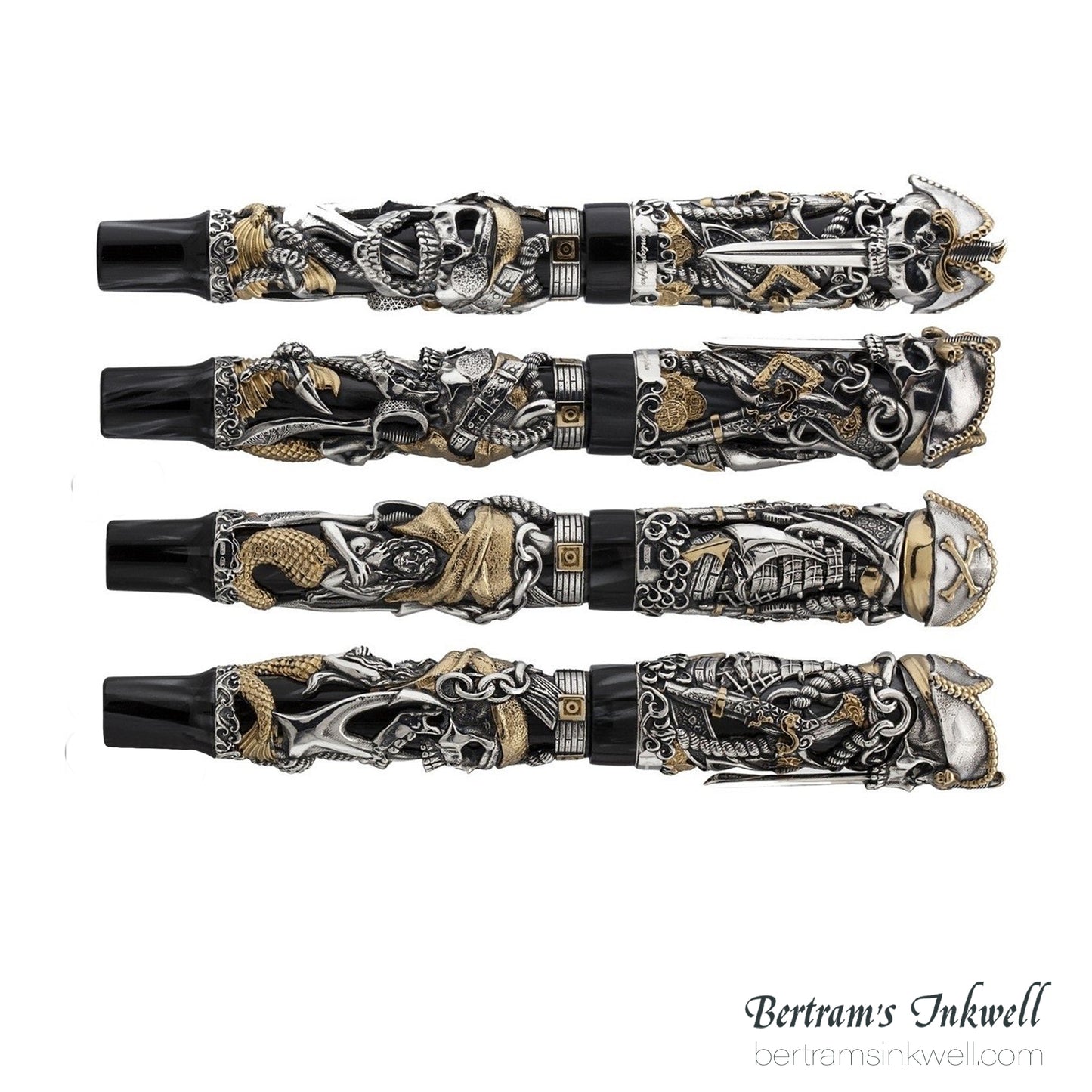 Montegrappa Cult Collection Pirates Limited Edition Sterling Silver Fountain Pen ISCUP3SC, 2016