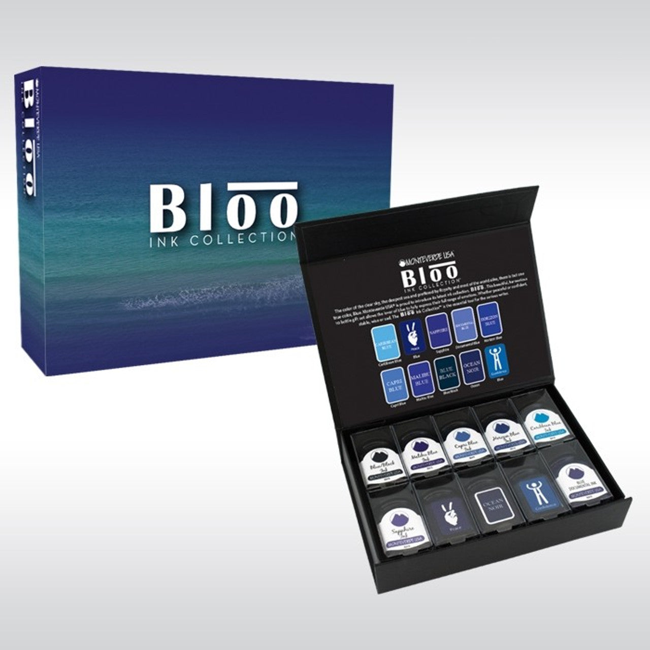Monteverde Bloo (Blue) 10 Ink Bottle Set