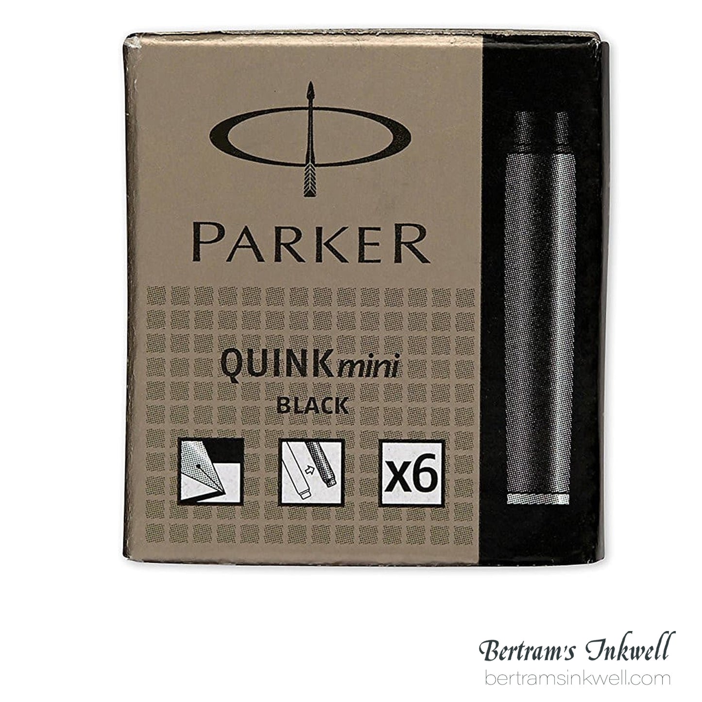 Parker Quink MINI Washable Black Ink Cartridges - 6 Pack