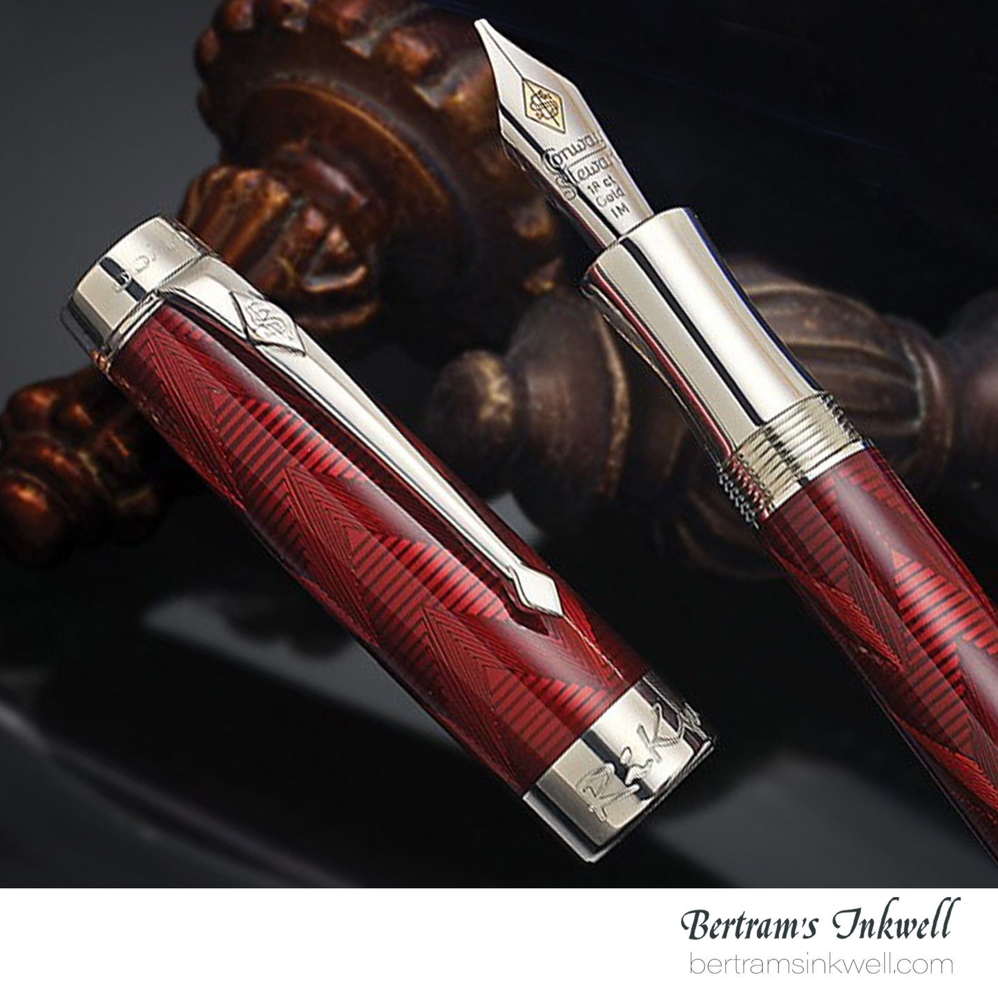 Conway Stewart Duro Serling Silver and Enamel Scarlet Red Limited Edition Fountain/Rollerball Pen, 2012