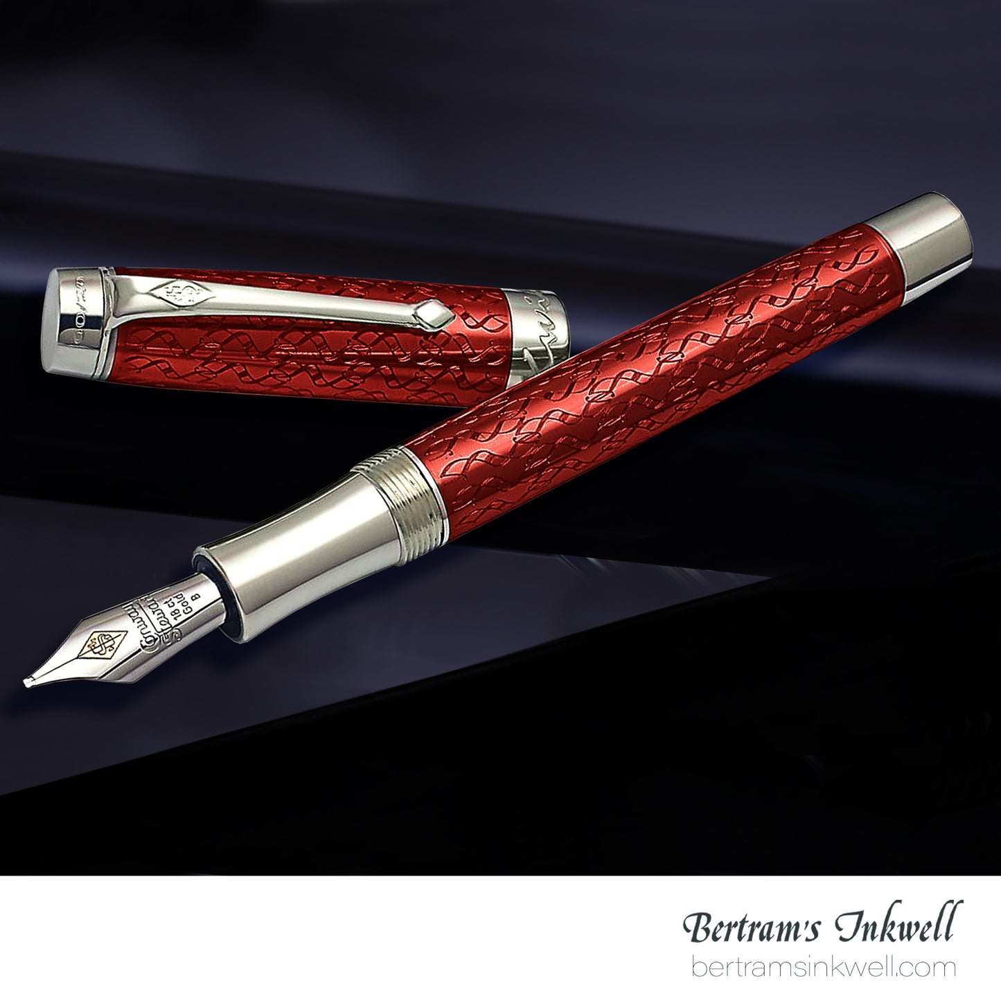 Conway Stewart Duro Serling Silver and Enamel Cherry Limited Edition Fountain/Rollerball Pen, 2012