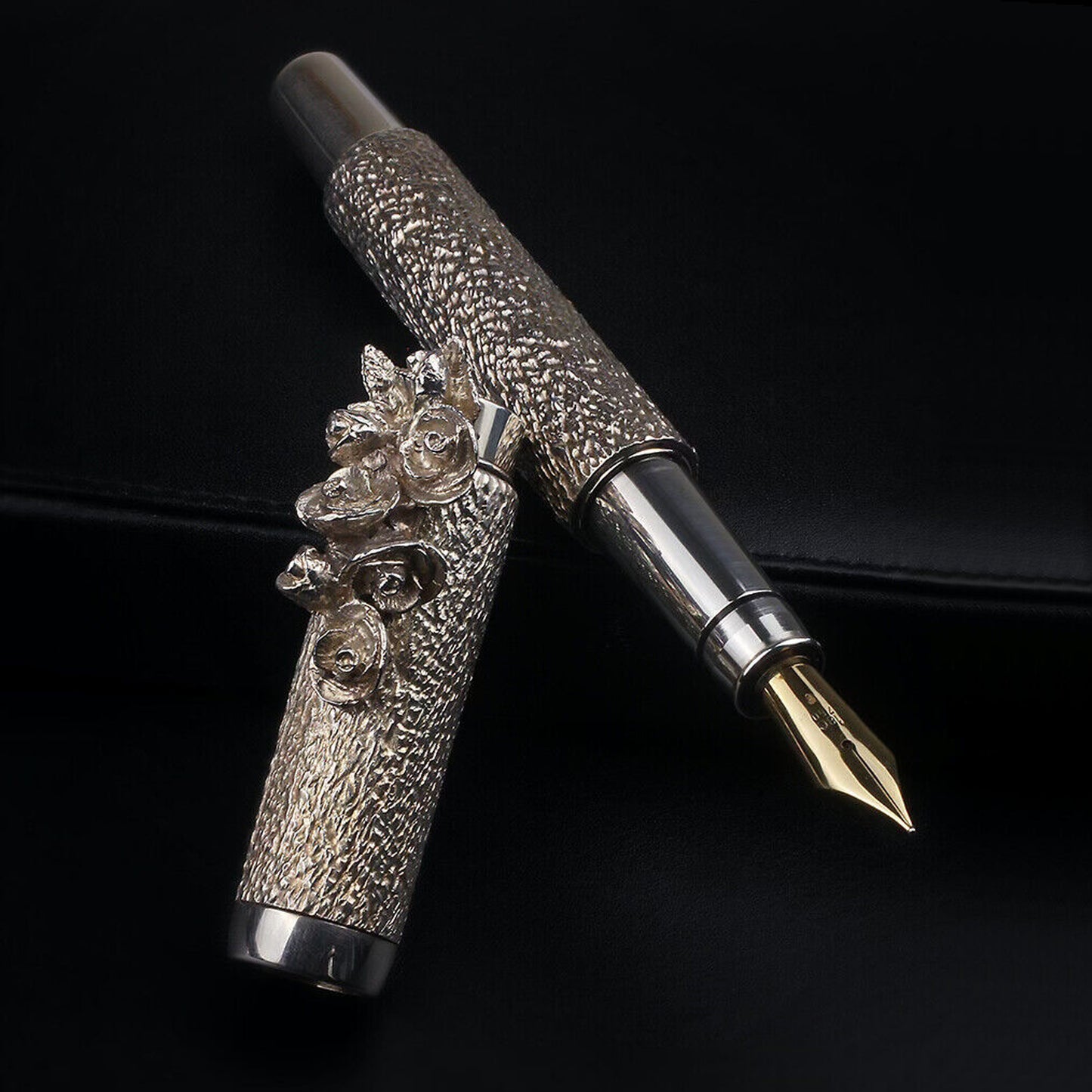 Michel Audiard Roses Sterling Silver Limited Edition Fountain Pen, early 1990s