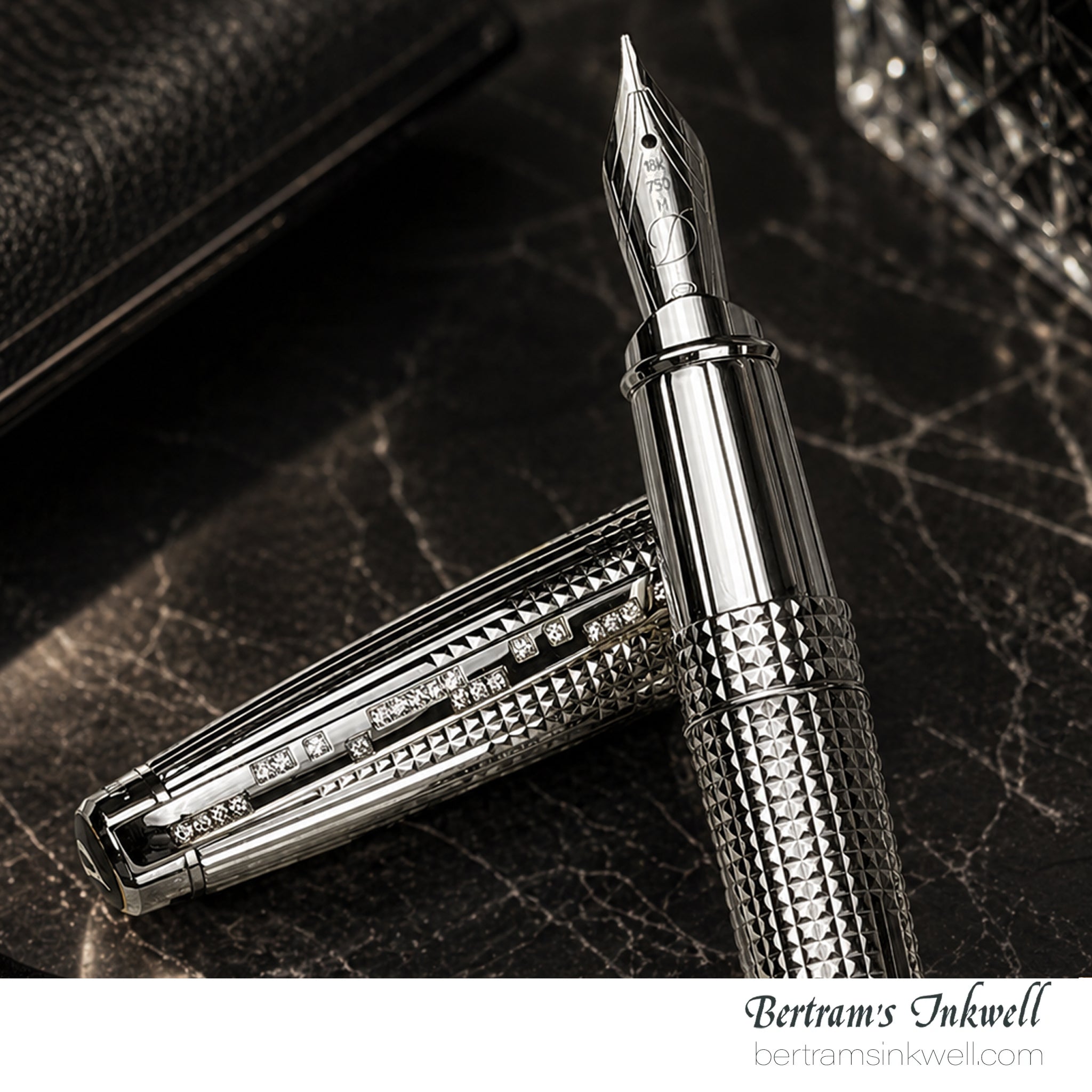 S.T. Dupont Olympio Extra Large Palladium & Diamond Fountain Pen