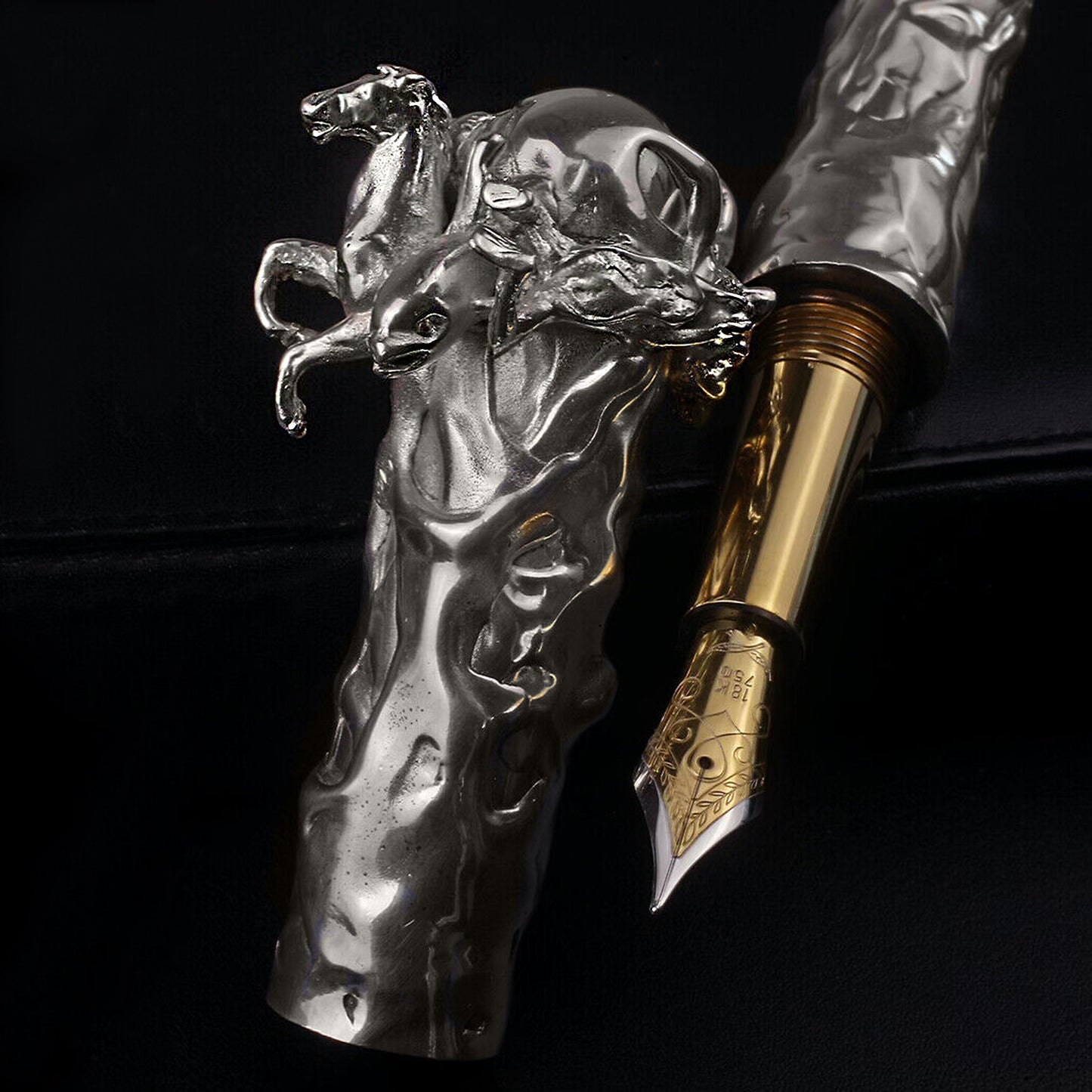 Michel Audiard Wild Kingdom Sterling Silver Limited Edition Fountain Pen, early 1990s