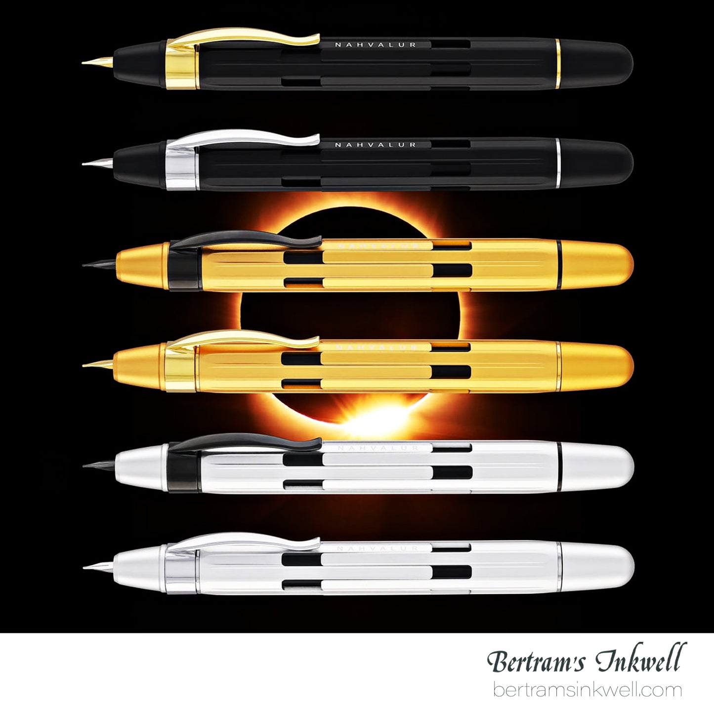 Nahvalur Eclipse Retractable Fountain Pen in Pure Gold