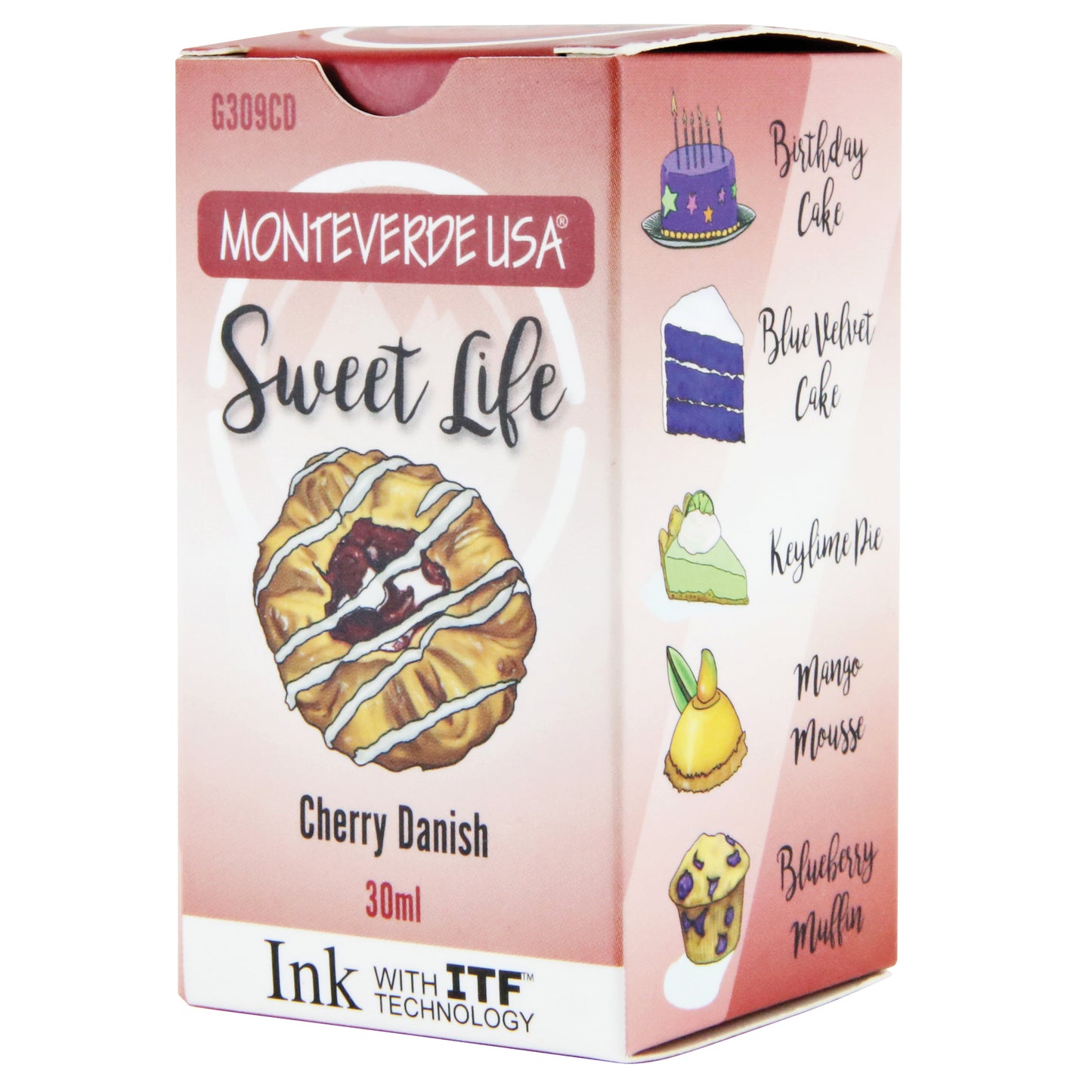 Monteverde Sweet Life Bottled Ink 30mL Cherry Danish