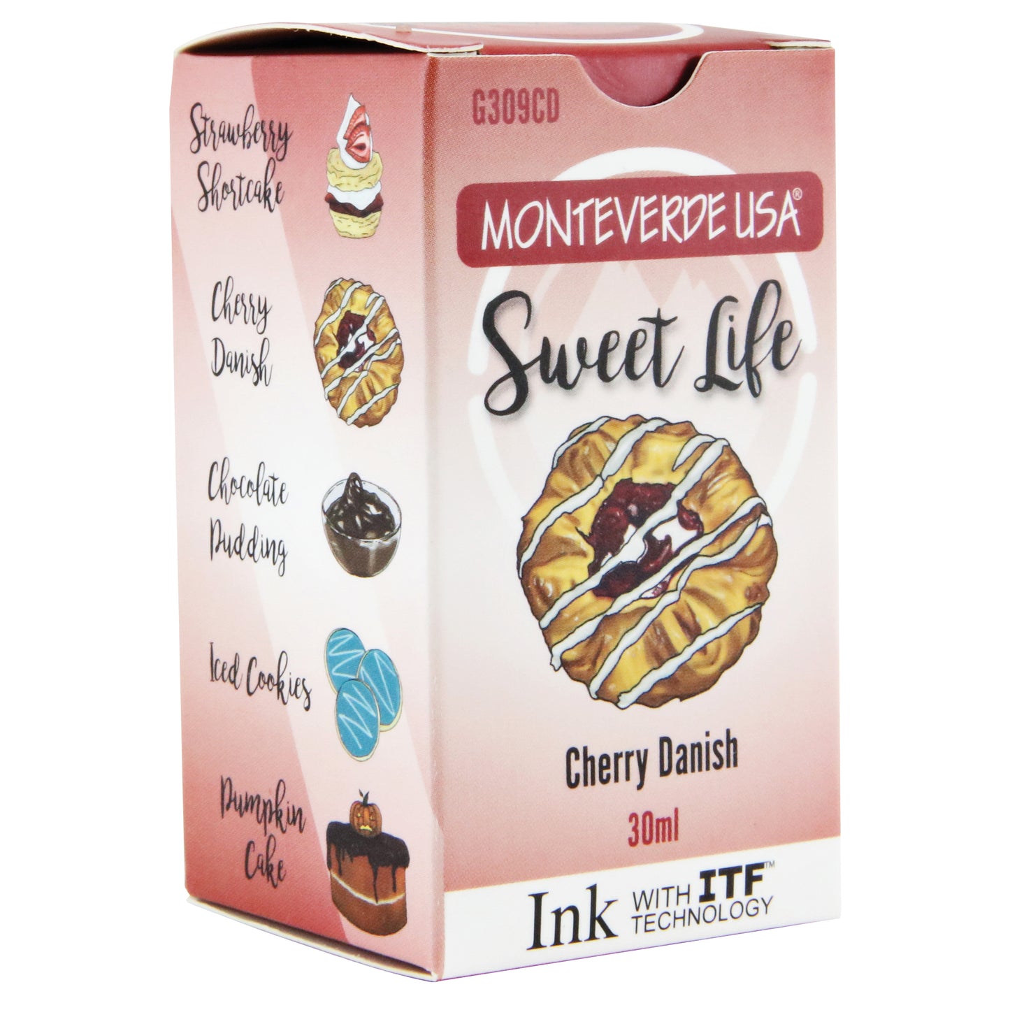 Monteverde Sweet Life Bottled Ink 30mL Cherry Danish