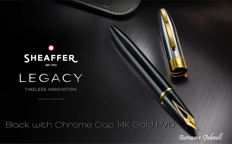 Sheaffer Legacy Black Lacquer with Chrome Cap 14K Gold PVD Trim