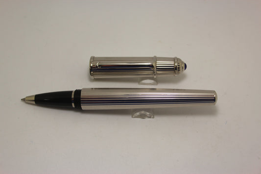Cartier Diabolo Platinum Plated Pinstripe Rollerball